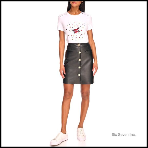 Vegan Leather Midi Skirt Sport Fit Flattering Casual Luxury